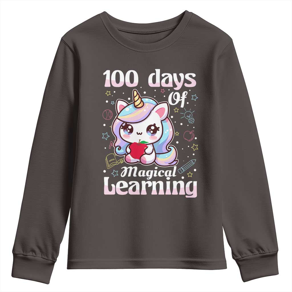 100th Day Of School Unicorn Girls Youth Sweatshirt Magical Learning