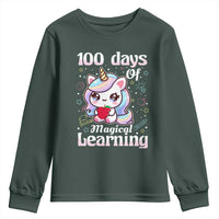 100th Day Of School Unicorn Girls Youth Sweatshirt Magical Learning