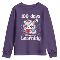 100th Day Of School Unicorn Girls Youth Sweatshirt Magical Learning