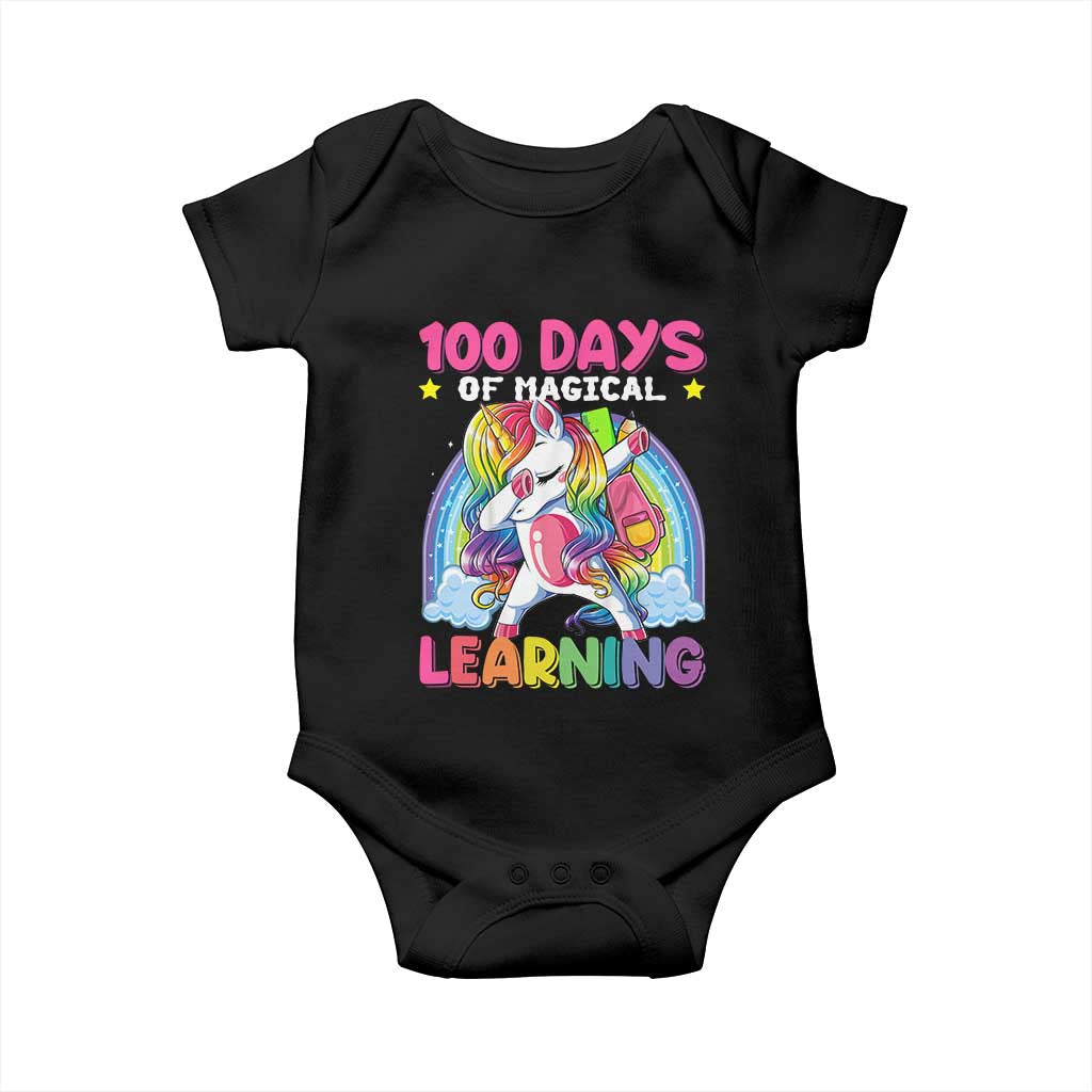100 Days Of School Baby Onesie Rainbow Dabbing Unicorn Magic Learning Girls Gift