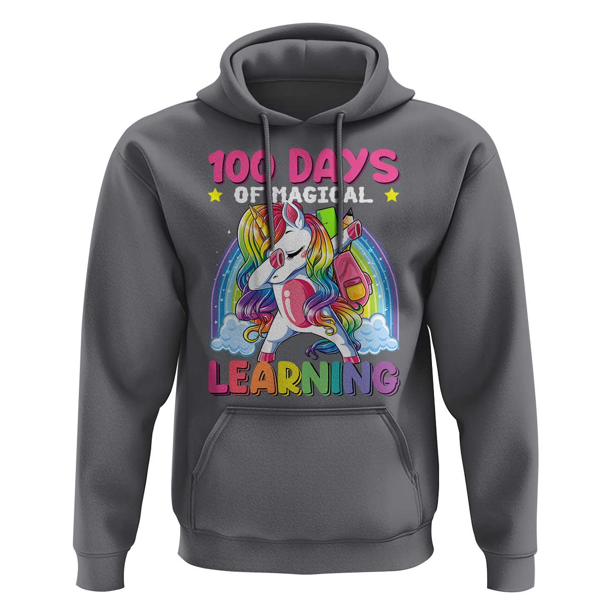100 Days Of School Hoodie Rainbow Dabbing Unicorn Magic Learning Girls Gift