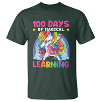 100 Days Of School T Shirt Rainbow Dabbing Unicorn Magic Learning Girls Gift - Wonder Print Shop