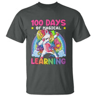 100 Days Of School T Shirt Rainbow Dabbing Unicorn Magic Learning Girls Gift - Wonder Print Shop