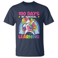 100 Days Of School T Shirt Rainbow Dabbing Unicorn Magic Learning Girls Gift - Wonder Print Shop