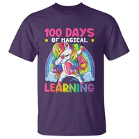100 Days Of School T Shirt Rainbow Dabbing Unicorn Magic Learning Girls Gift - Wonder Print Shop