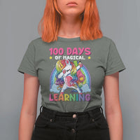 100 Days Of School T Shirt For Women Rainbow Dabbing Unicorn Magic Learning Girls Gift - Wonder Print Shop
