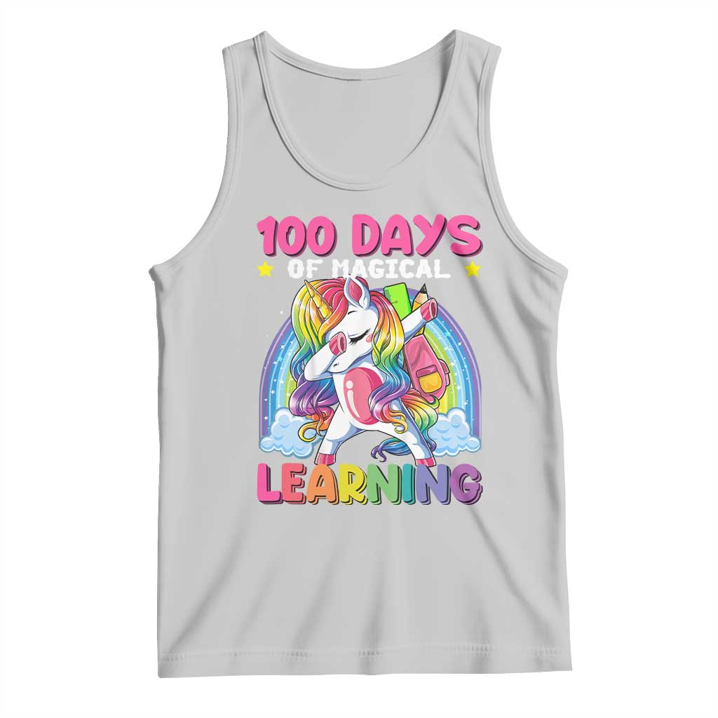100 Days Of School Tank Top Rainbow Dabbing Unicorn Magic Learning Girls Gift