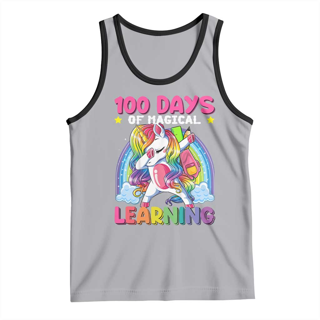 100 Days Of School Tank Top Rainbow Dabbing Unicorn Magic Learning Girls Gift