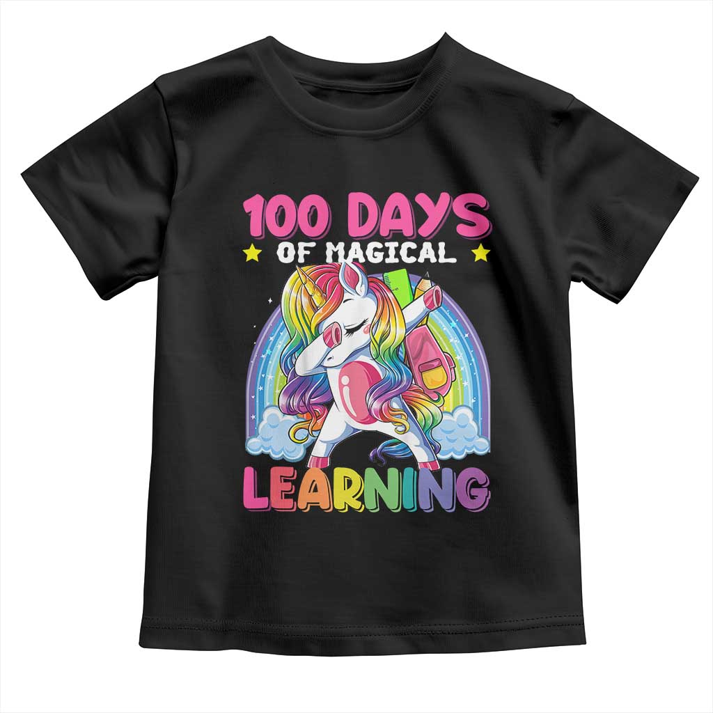 100 Days Of School Toddler T Shirt Rainbow Dabbing Unicorn Magic Learning Girls Gift