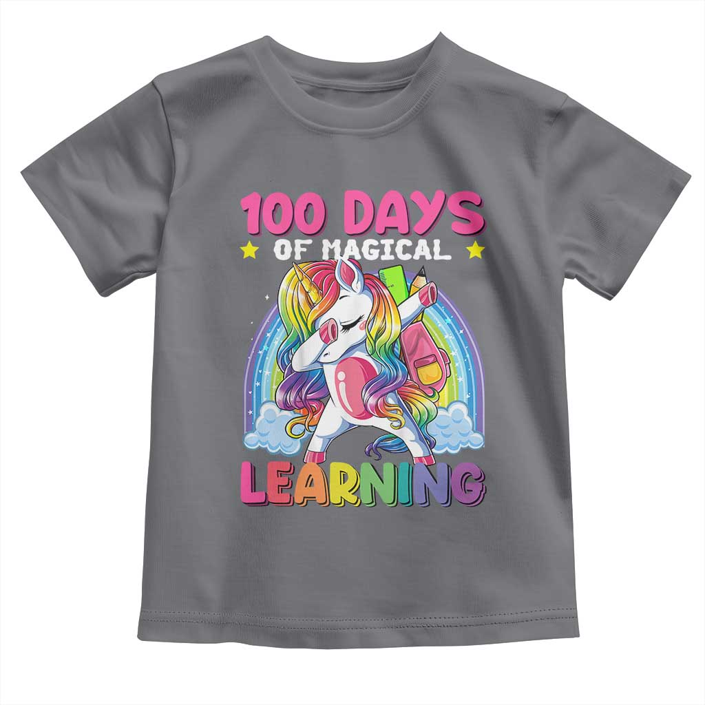 100 Days Of School Toddler T Shirt Rainbow Dabbing Unicorn Magic Learning Girls Gift