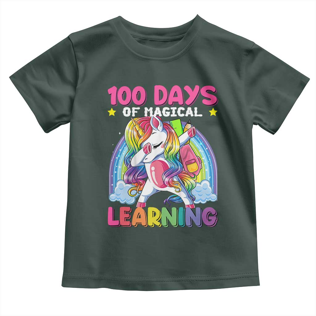 100 Days Of School Toddler T Shirt Rainbow Dabbing Unicorn Magic Learning Girls Gift