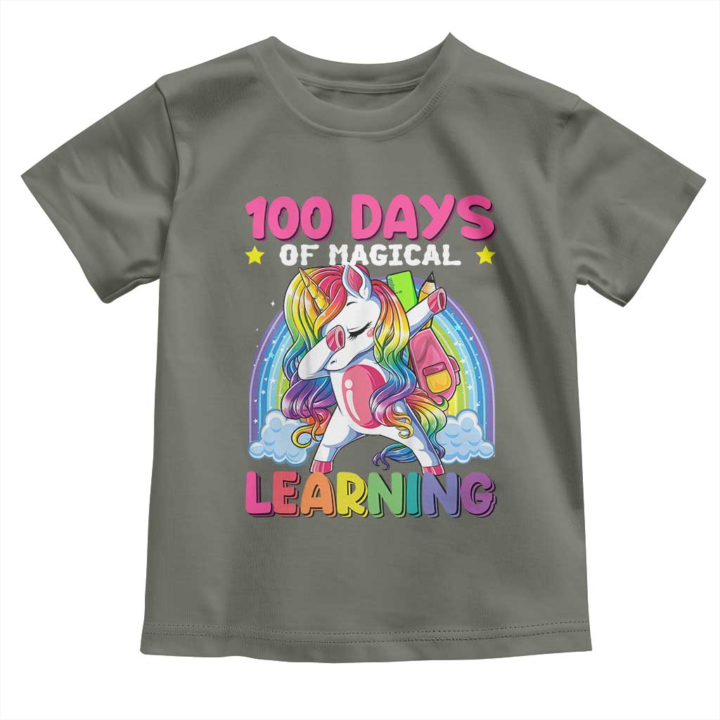 100 Days Of School Toddler T Shirt Rainbow Dabbing Unicorn Magic Learning Girls Gift