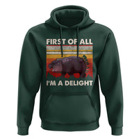 Moo Deng Hoodie First Of All I'm A Delight Sarcastic Angry Pygmy Hippo