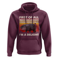 Moo Deng Hoodie First Of All I'm A Delight Sarcastic Angry Pygmy Hippo