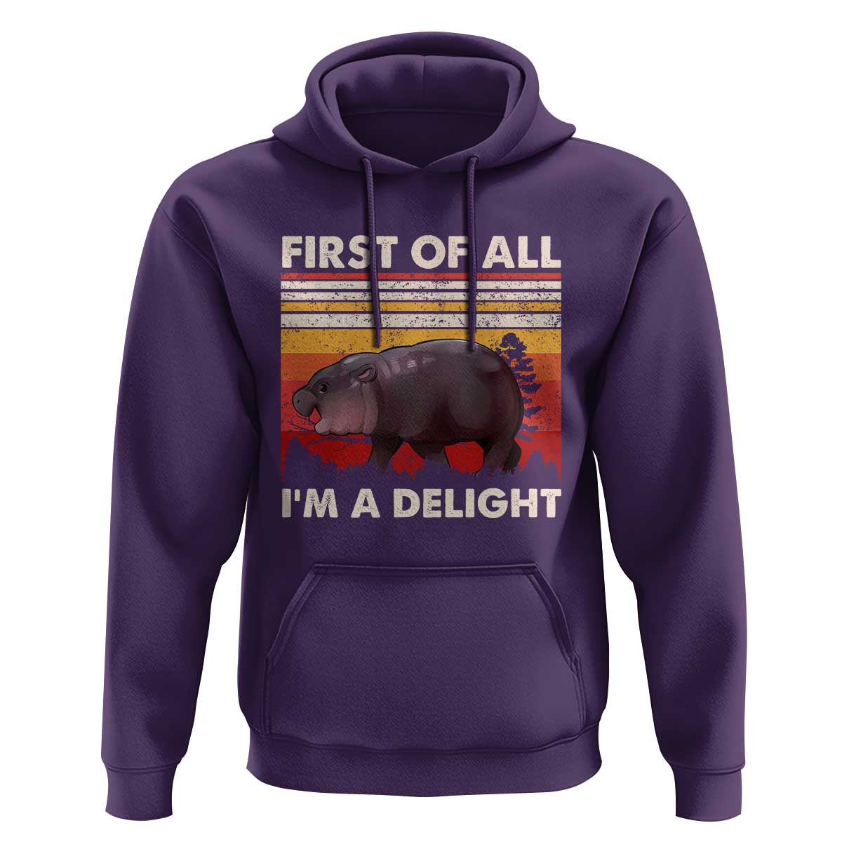Moo Deng Hoodie First Of All I'm A Delight Sarcastic Angry Pygmy Hippo