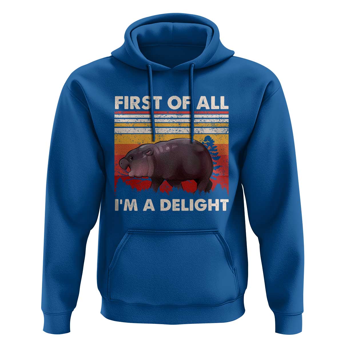 Moo Deng Hoodie First Of All I'm A Delight Sarcastic Angry Pygmy Hippo