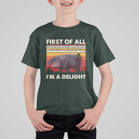 Moo Deng T Shirt For Kid First Of All I'm A Delight Sarcastic Angry Pygmy Hippo