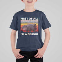 Moo Deng T Shirt For Kid First Of All I'm A Delight Sarcastic Angry Pygmy Hippo