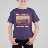 Moo Deng T Shirt For Kid First Of All I'm A Delight Sarcastic Angry Pygmy Hippo