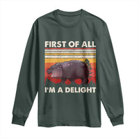 Moo Deng Long Sleeve Shirt First Of All I'm A Delight Sarcastic Angry Pygmy Hippo