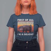 Moo Deng T Shirt For Women First Of All I'm A Delight Sarcastic Angry Pygmy Hippo
