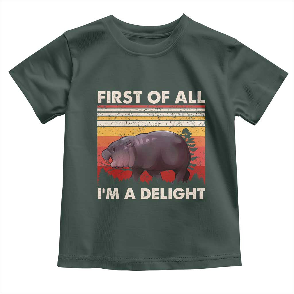 Moo Deng Toddler T Shirt First Of All I'm A Delight Sarcastic Angry Pygmy Hippo