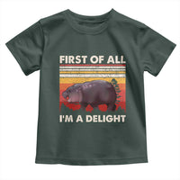 Moo Deng Toddler T Shirt First Of All I'm A Delight Sarcastic Angry Pygmy Hippo
