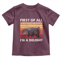 Moo Deng Toddler T Shirt First Of All I'm A Delight Sarcastic Angry Pygmy Hippo