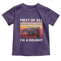 Moo Deng Toddler T Shirt First Of All I'm A Delight Sarcastic Angry Pygmy Hippo