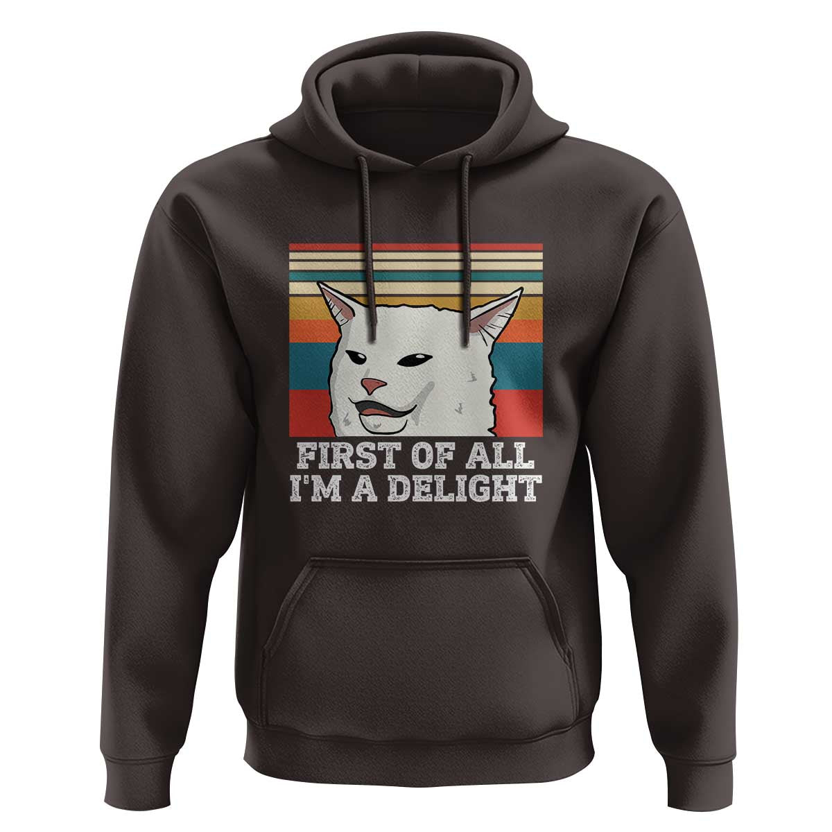 Cat Meme Hoodie First Of All I'm A Delight Sarcastic Angry Cat