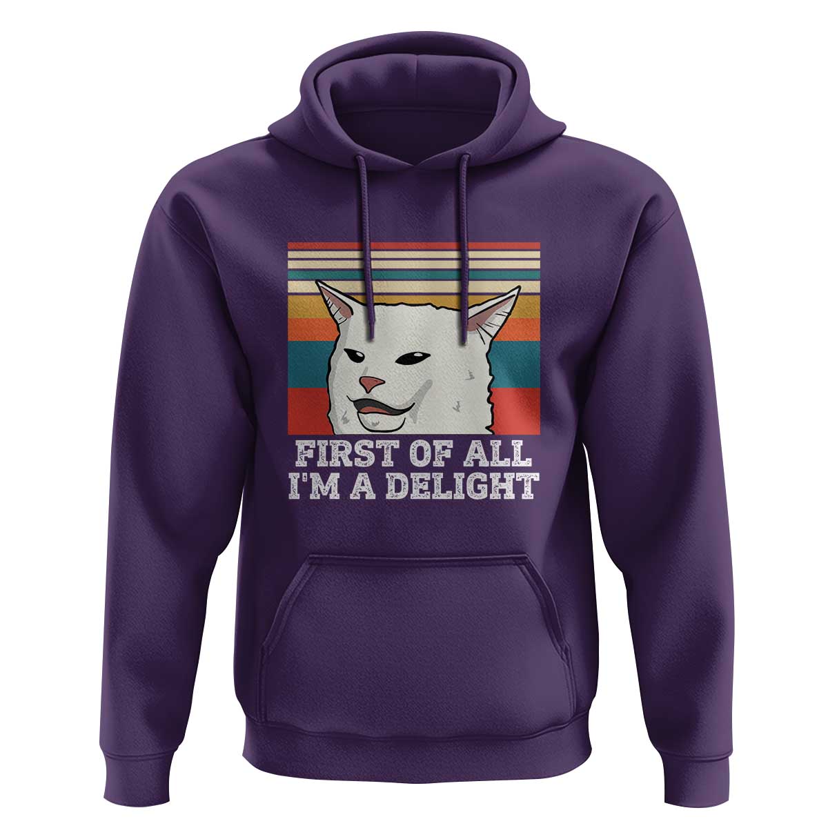 Cat Meme Hoodie First Of All I'm A Delight Sarcastic Angry Cat