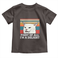 Cat Meme Toddler T Shirt First Of All I'm A Delight Sarcastic Angry Cat