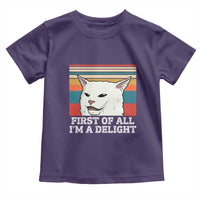 Cat Meme Toddler T Shirt First Of All I'm A Delight Sarcastic Angry Cat