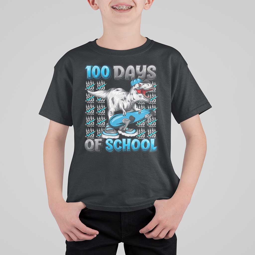 100 Days of School 100th Day Dinosaur T Shirt For Kid - Wonder Print Shop