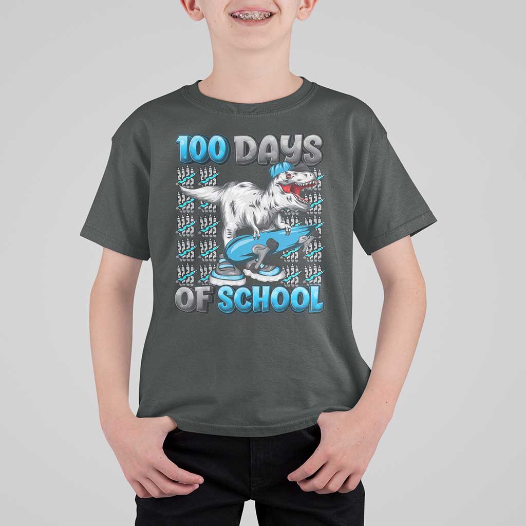 100 Days of School 100th Day Dinosaur T Shirt For Kid - Wonder Print Shop