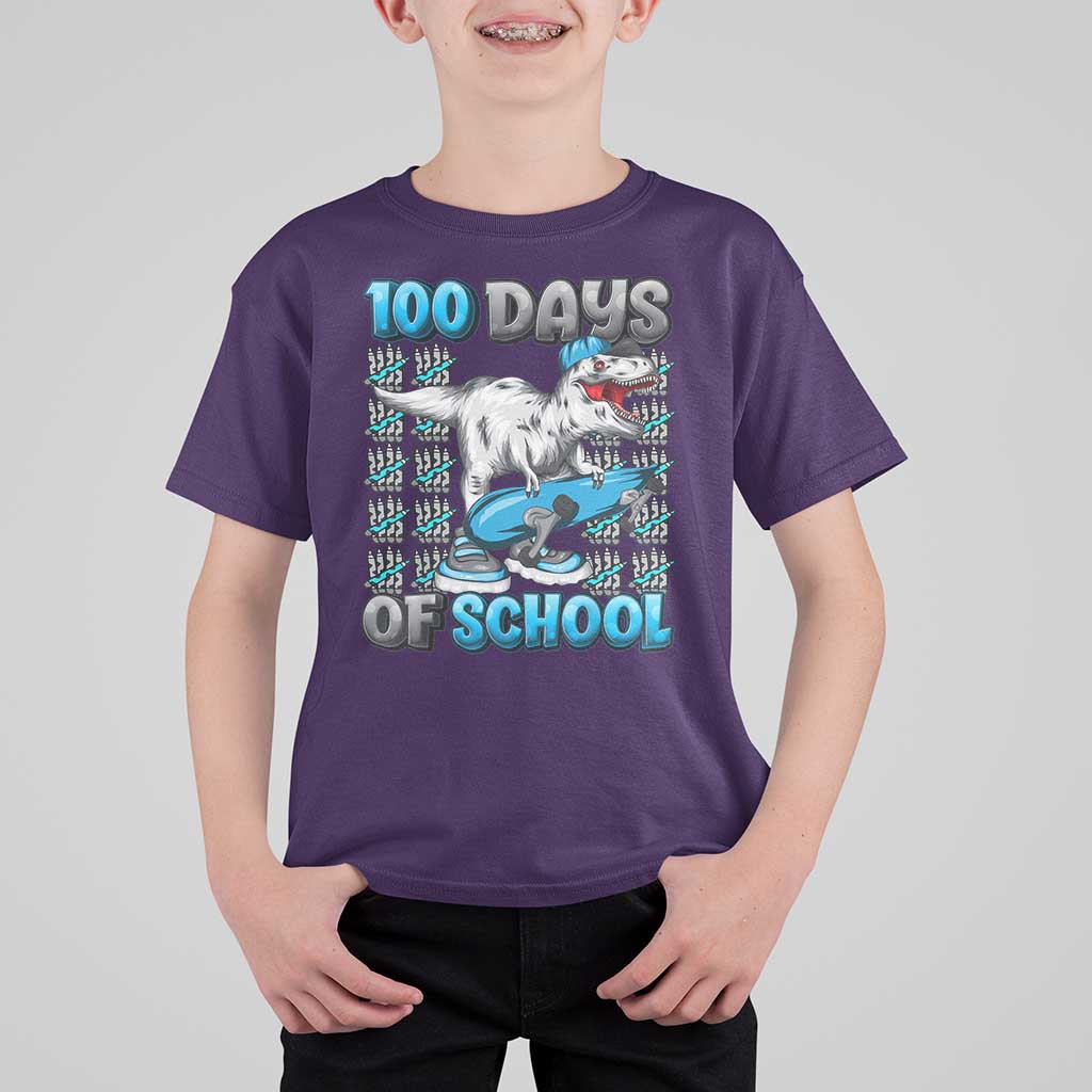 100 Days of School 100th Day Dinosaur T Shirt For Kid - Wonder Print Shop