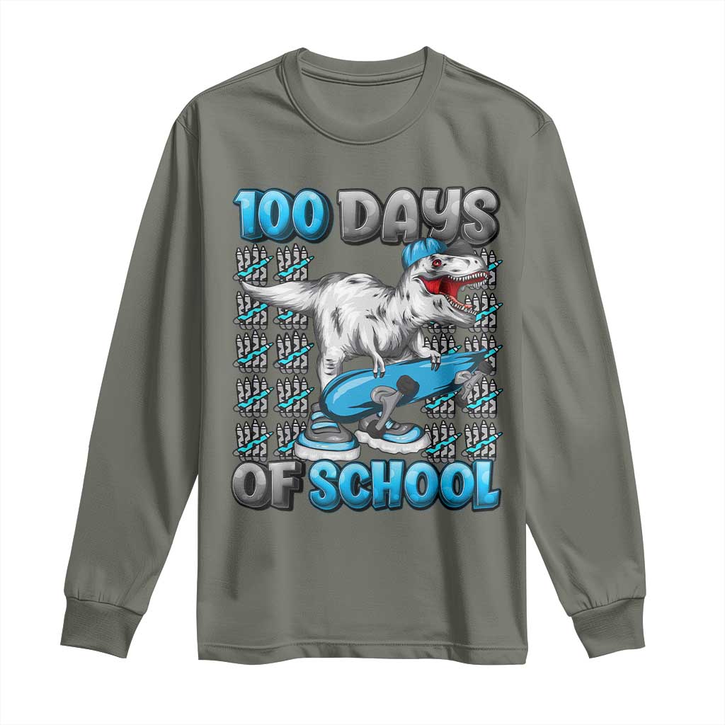100 Days of School 100th Day Dinosaur Long Sleeve Shirt