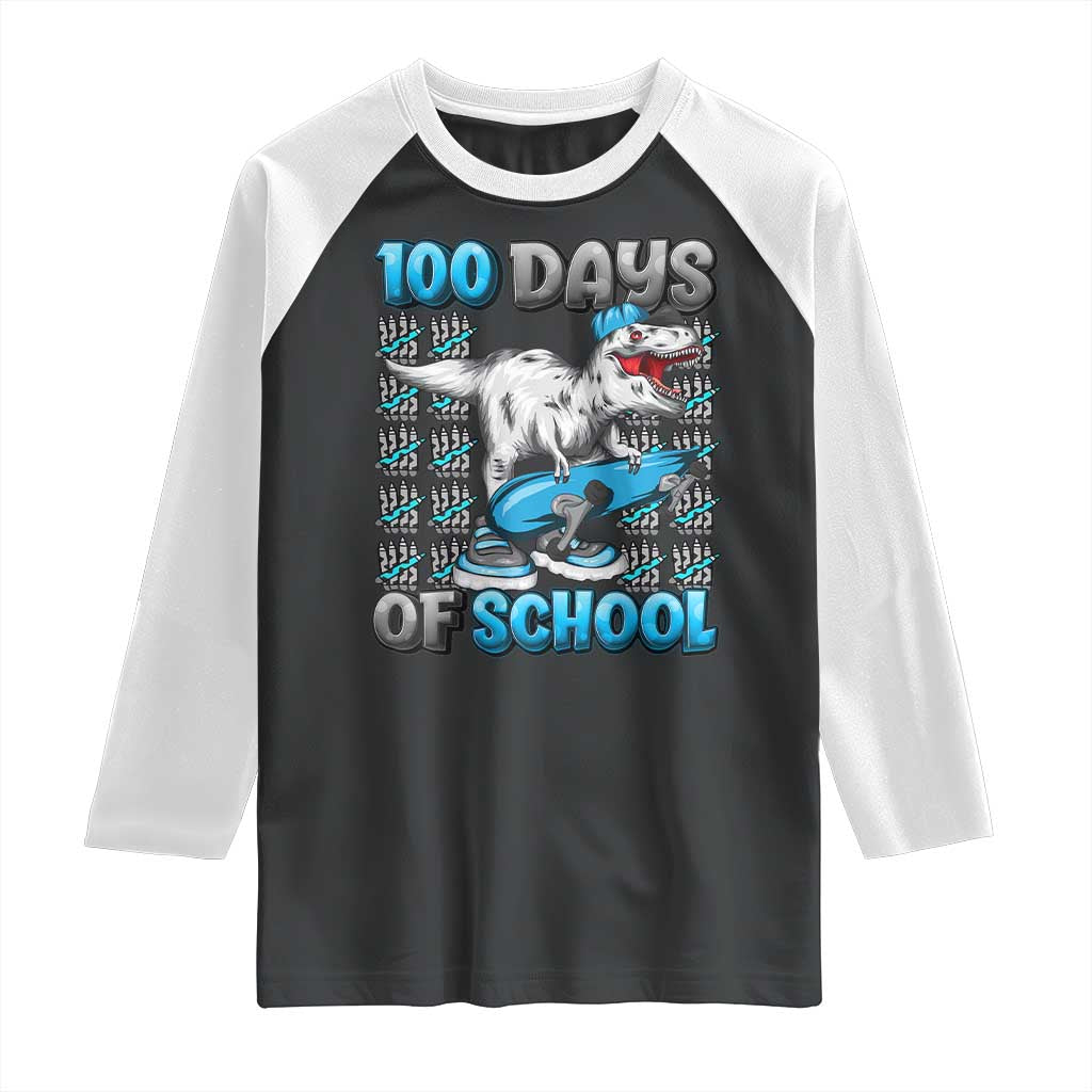 100 Days of School 100th Day Dinosaur Raglan Shirt