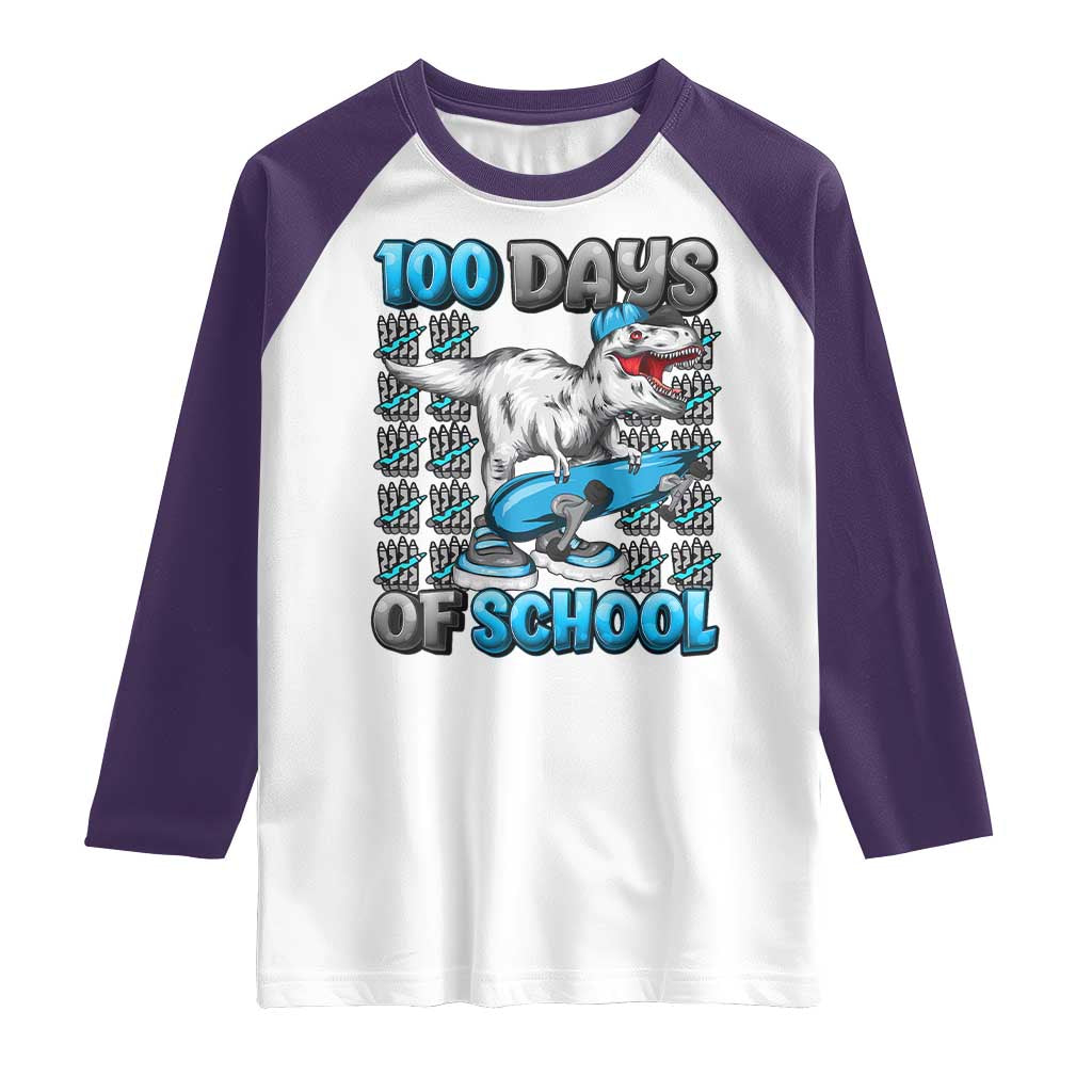 100 Days of School 100th Day Dinosaur Raglan Shirt