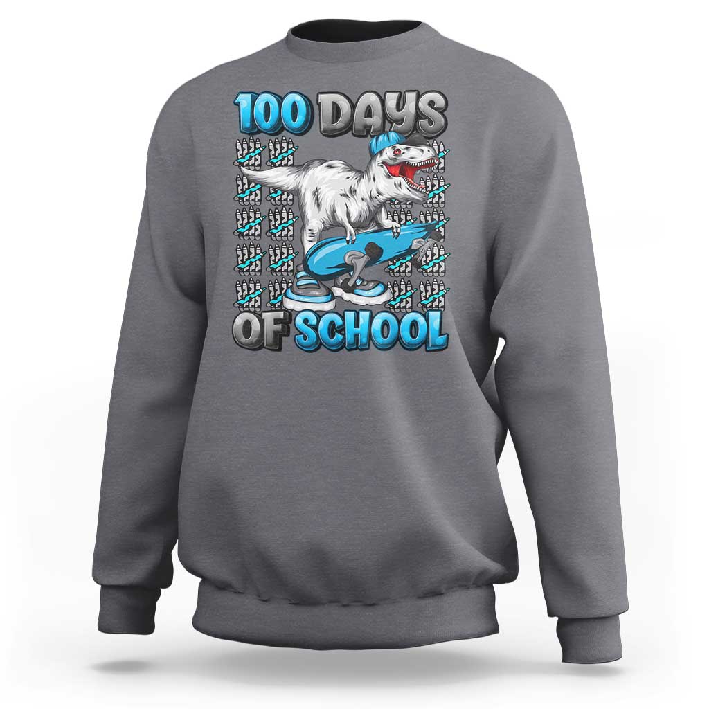 100 Days of School 100th Day Dinosaur Sweatshirt - Wonder Print Shop