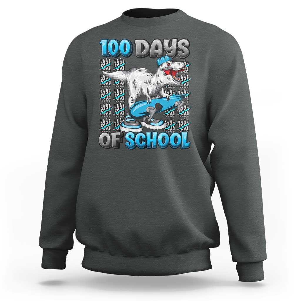100 Days of School 100th Day Dinosaur Sweatshirt - Wonder Print Shop