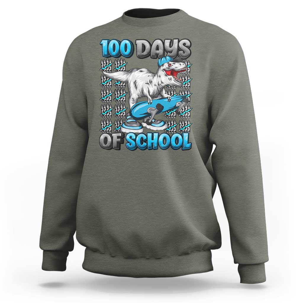 100 Days of School 100th Day Dinosaur Sweatshirt - Wonder Print Shop