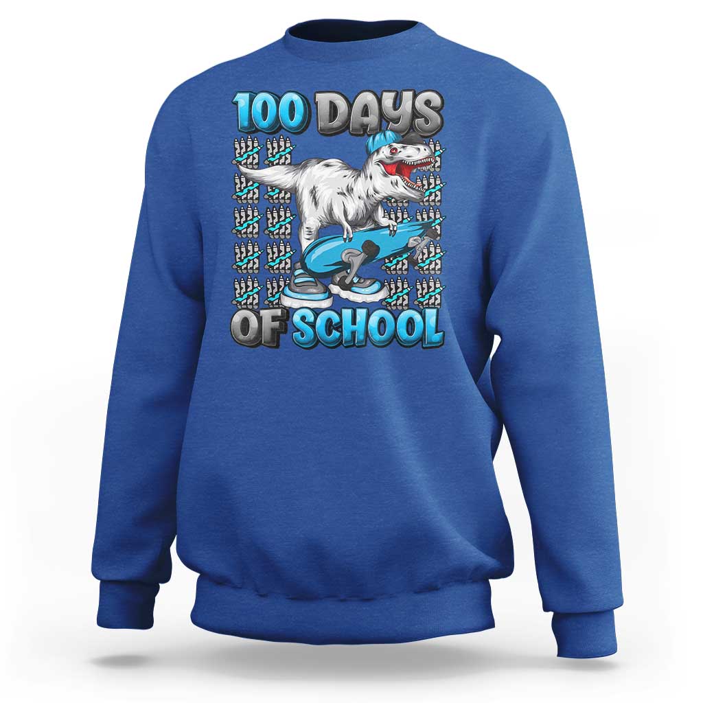 100 Days of School 100th Day Dinosaur Sweatshirt - Wonder Print Shop