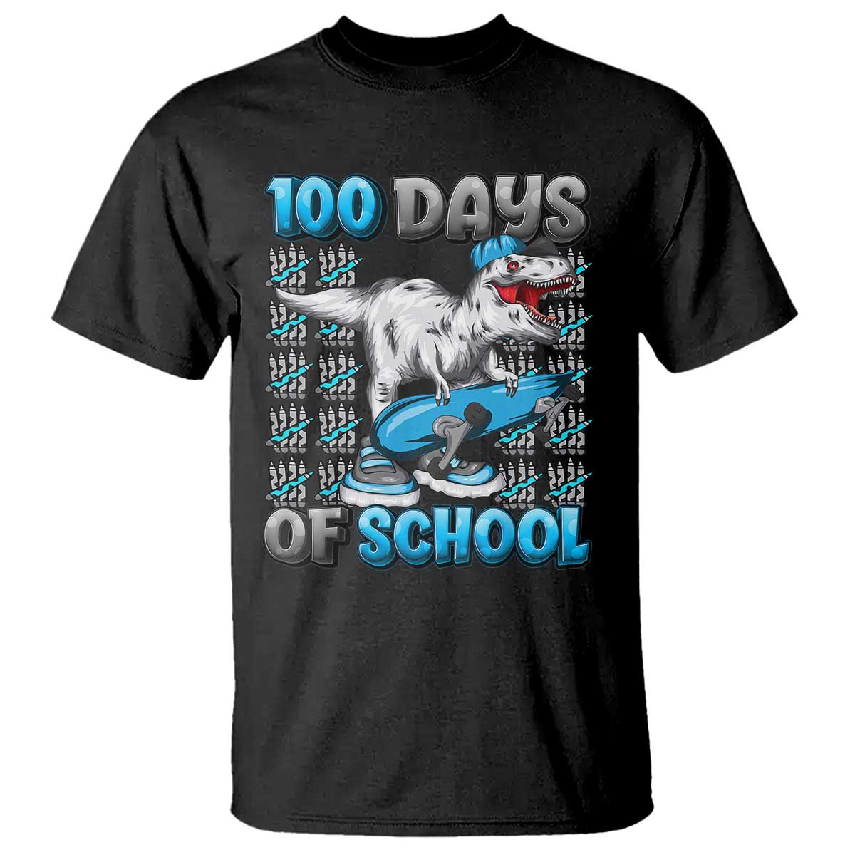 100 Days of School 100th Day Dinosaur T Shirt - Wonder Print Shop