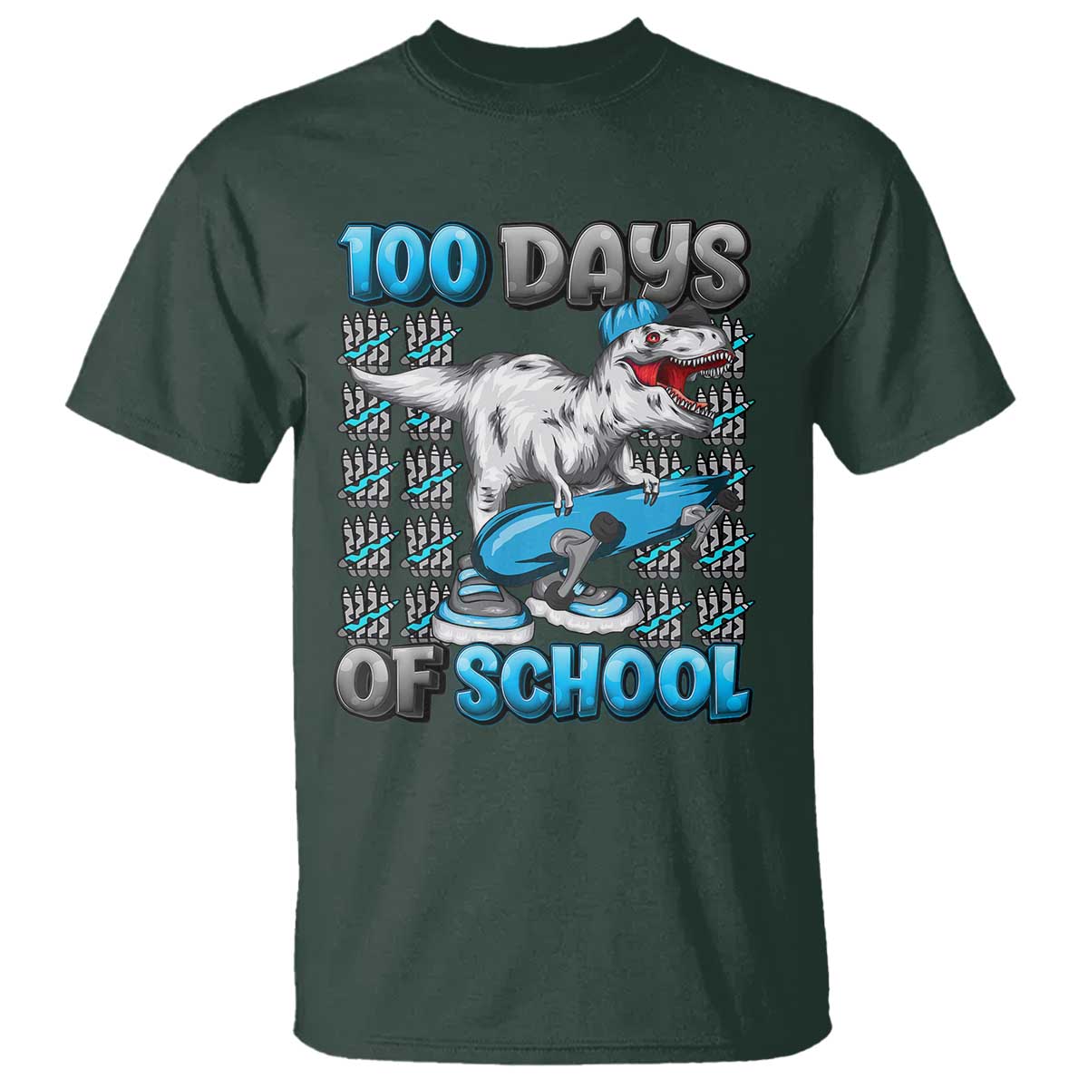 100 Days of School 100th Day Dinosaur T Shirt - Wonder Print Shop