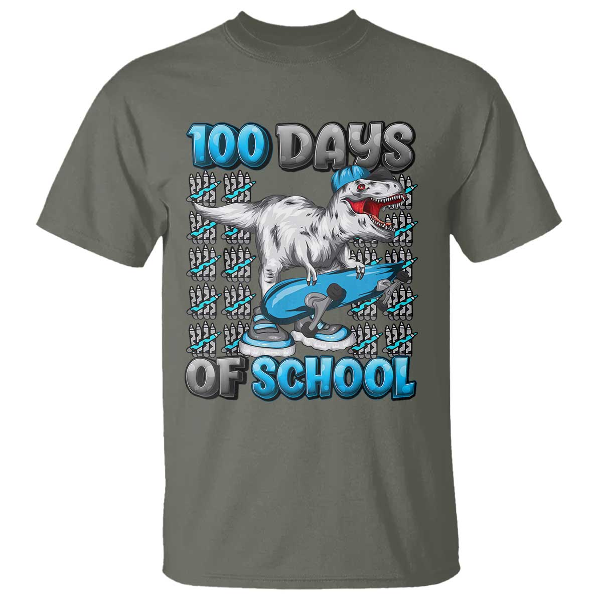 100 Days of School 100th Day Dinosaur T Shirt - Wonder Print Shop