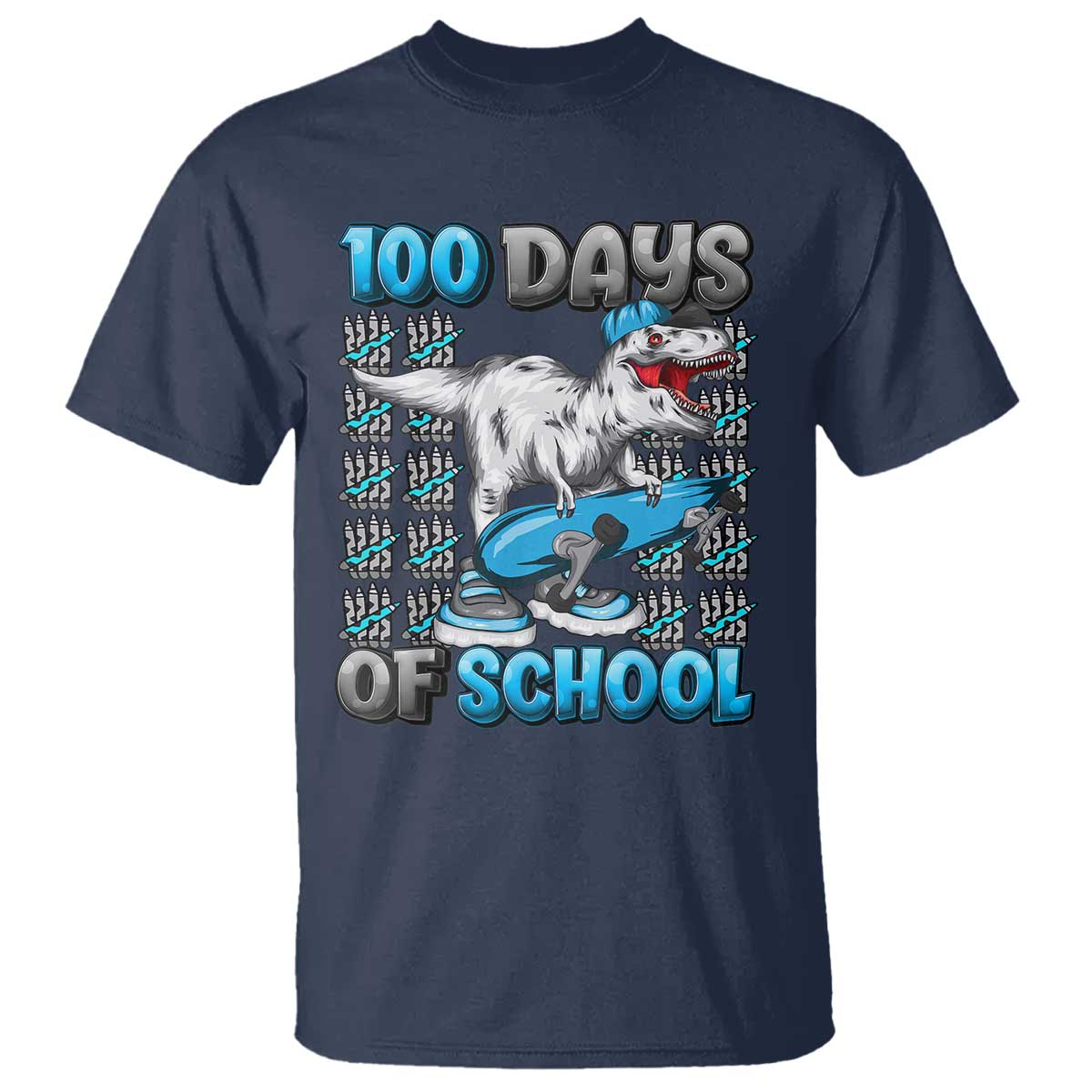 100 Days of School 100th Day Dinosaur T Shirt - Wonder Print Shop