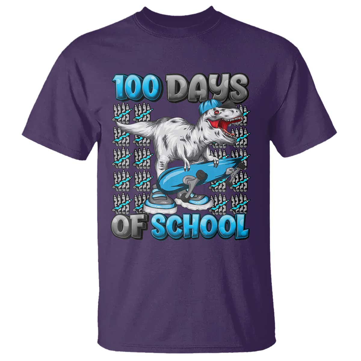 100 Days of School 100th Day Dinosaur T Shirt - Wonder Print Shop