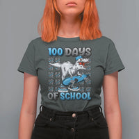 100 Days of School 100th Day Dinosaur T Shirt For Women - Wonder Print Shop