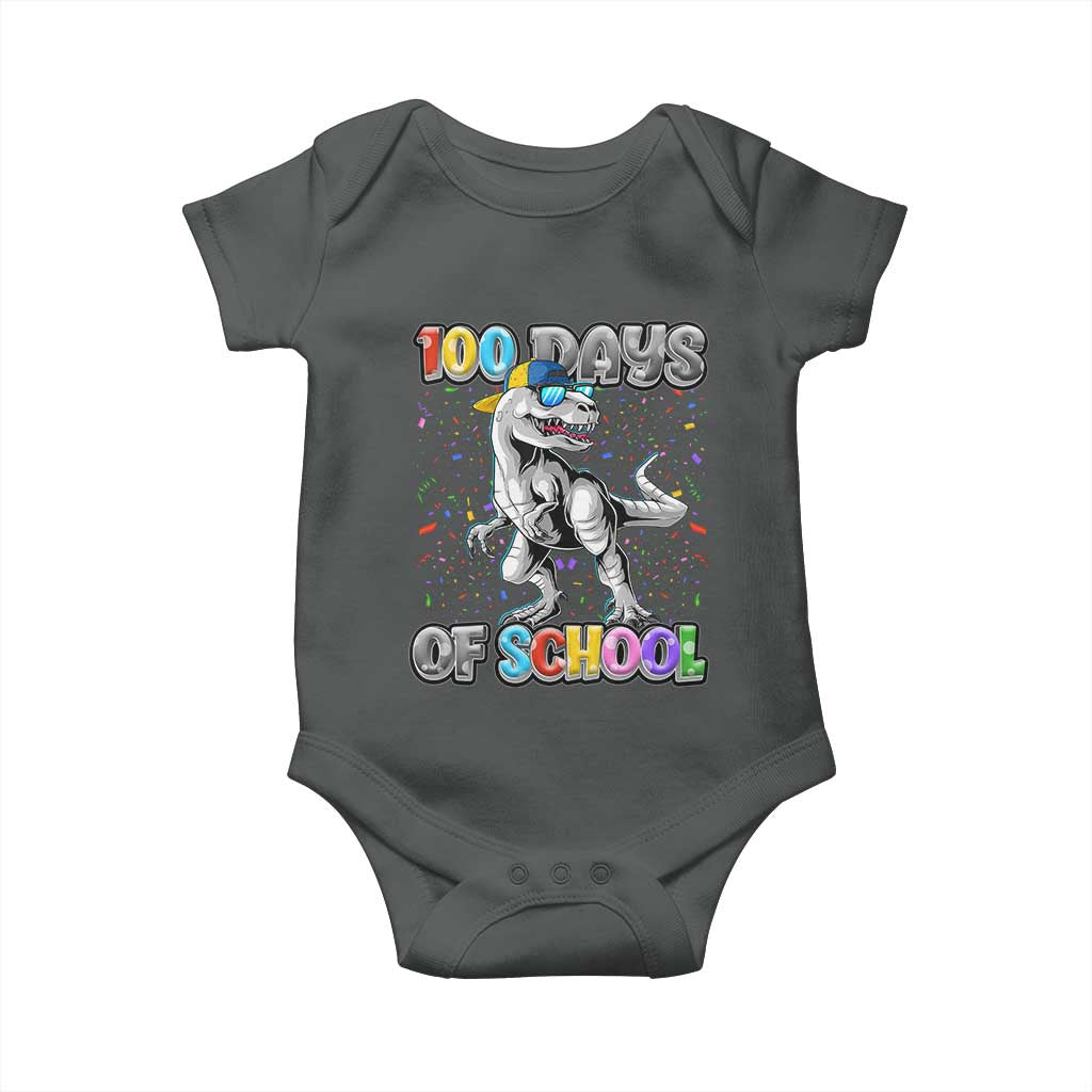100 Days Of School Baby Onesie Funny Cool Dinosaur Trex 100 Days Smarter